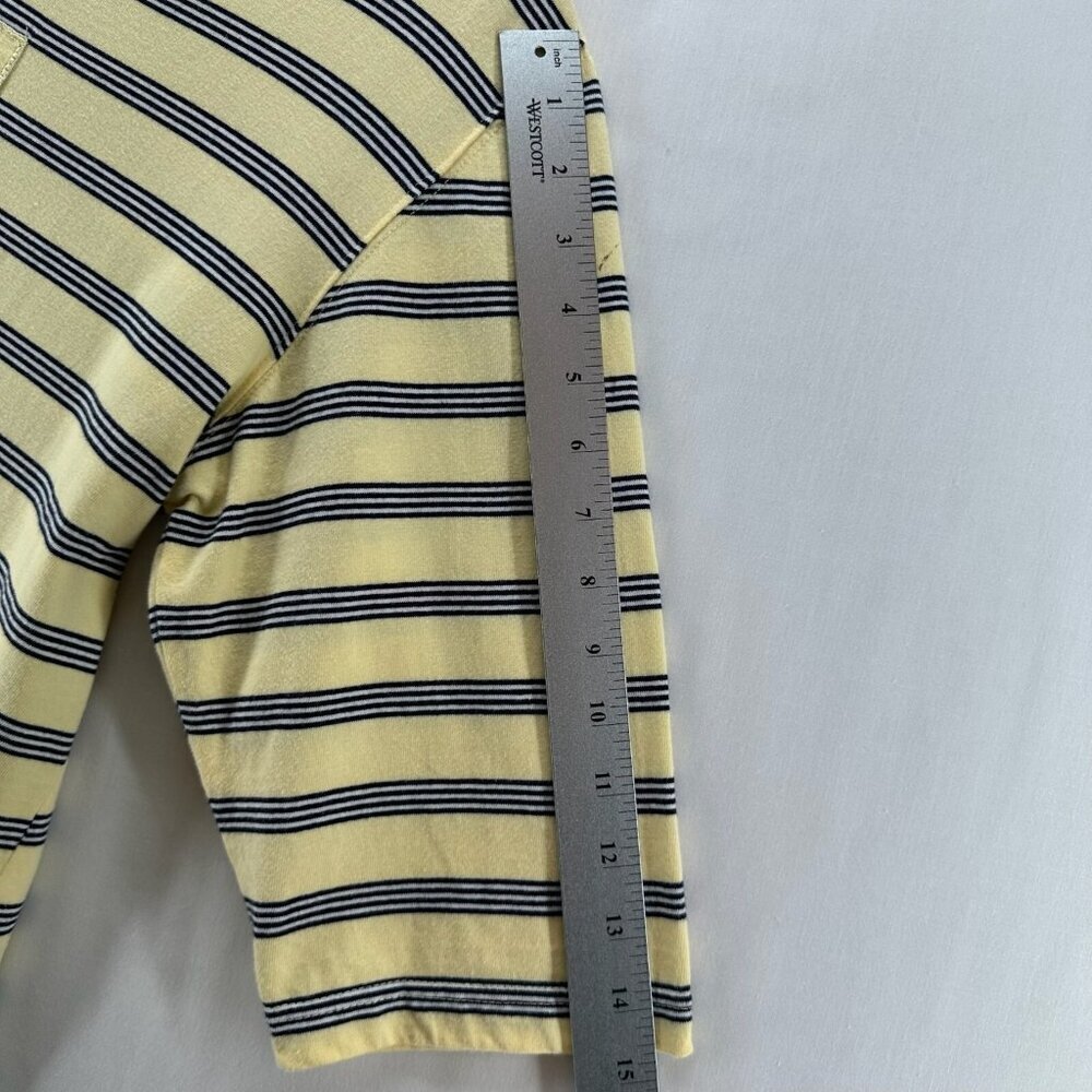 Onque Casuals Top Women Size XL Nautical Striped 3/4 Sleeve Cotton Yellow VTG - Picture 11 of 12